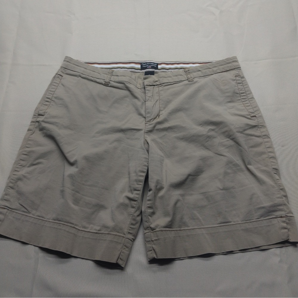 Polo Jeans Co Ralph Lauren Women's Chino Shorts Size 14 Khaki Cotton Y2K